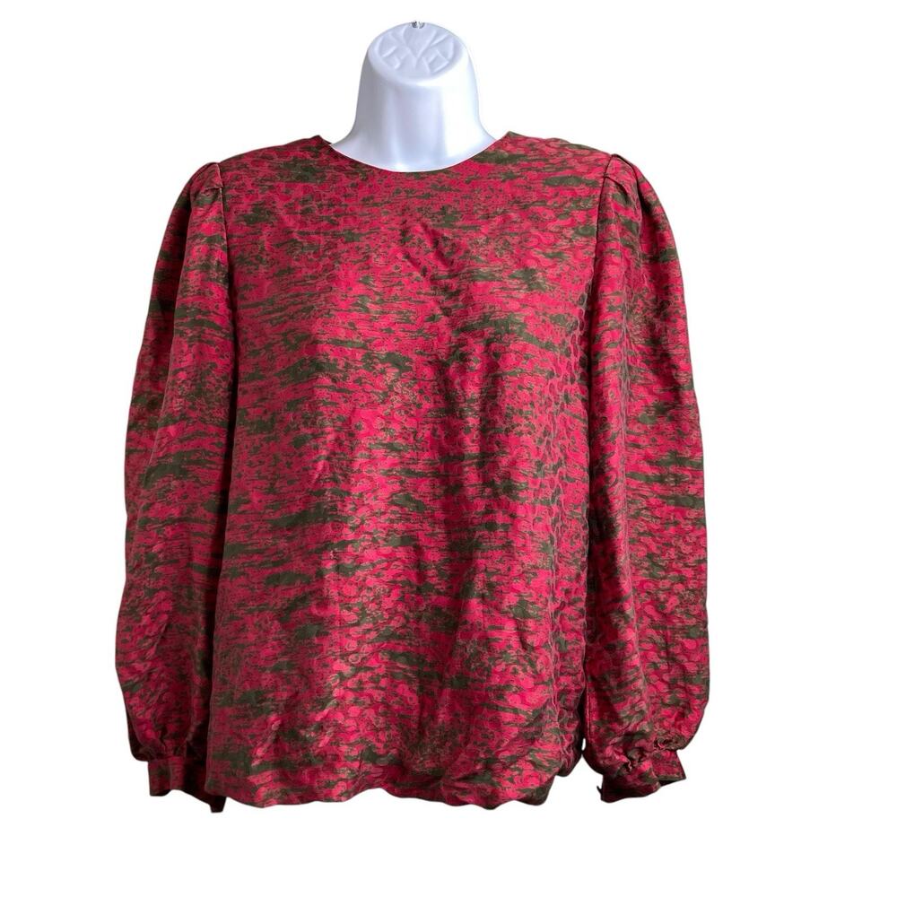 Vintage Bill Blass Women's 80’s‎ Vibes Red Print Blouse Est. Size M Dynasty Chic